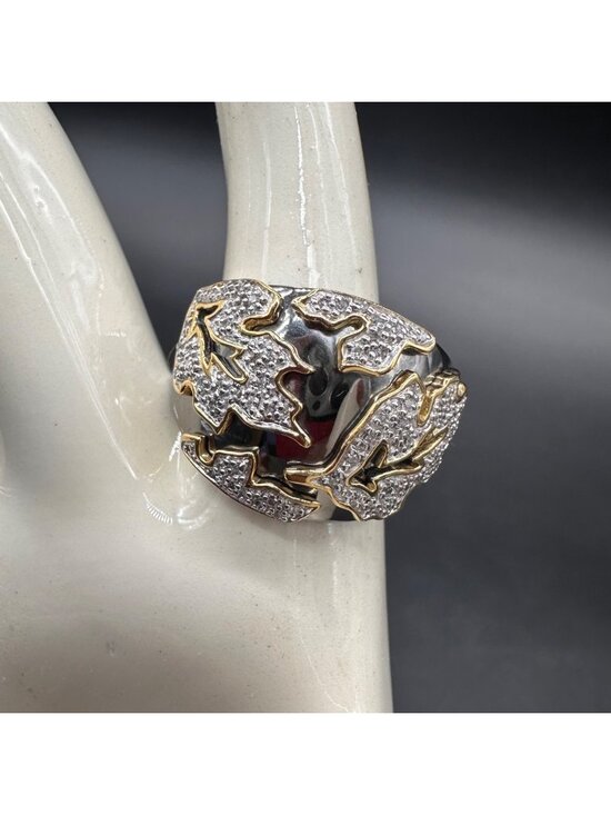 Jewelry - Leaf Botanical Ring Size 8 Sterling Silver Rhodium 18K Gold Vermeil Statement